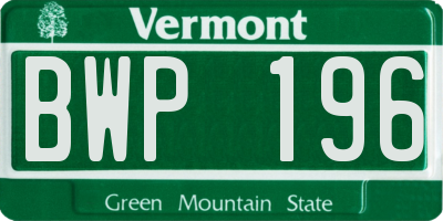 VT license plate BWP196