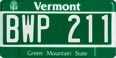 VT license plate BWP211