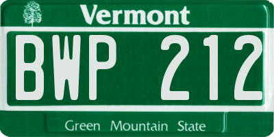 VT license plate BWP212