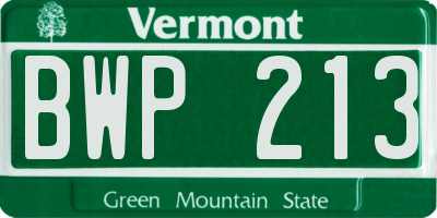 VT license plate BWP213