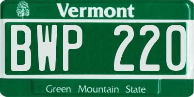 VT license plate BWP220