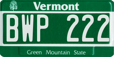 VT license plate BWP222
