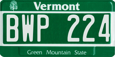 VT license plate BWP224