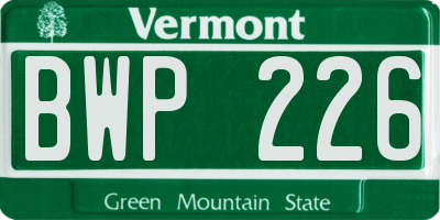 VT license plate BWP226