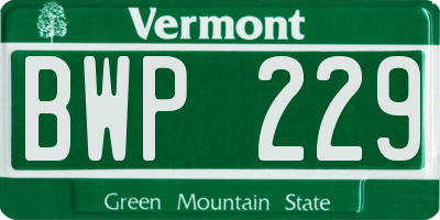VT license plate BWP229