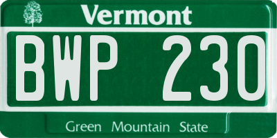 VT license plate BWP230