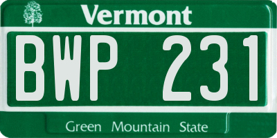 VT license plate BWP231