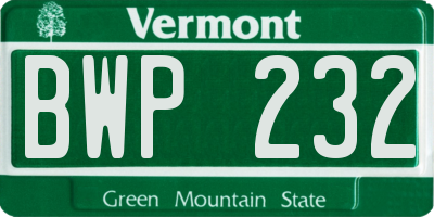 VT license plate BWP232