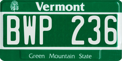VT license plate BWP236