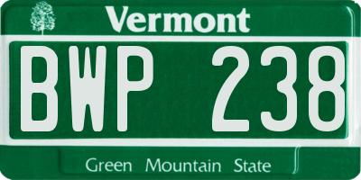 VT license plate BWP238