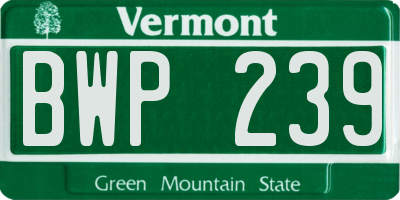 VT license plate BWP239