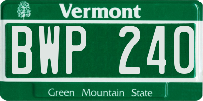 VT license plate BWP240