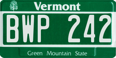 VT license plate BWP242