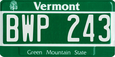 VT license plate BWP243