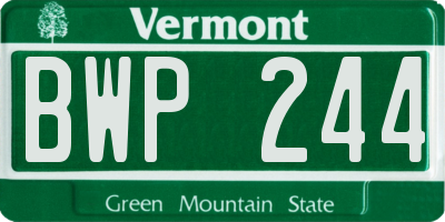 VT license plate BWP244