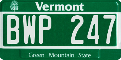 VT license plate BWP247
