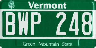 VT license plate BWP248