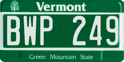 VT license plate BWP249