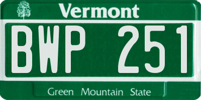 VT license plate BWP251