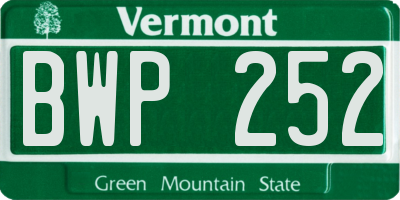 VT license plate BWP252
