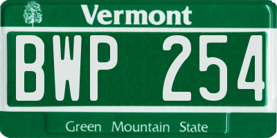 VT license plate BWP254