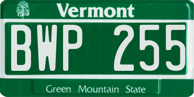 VT license plate BWP255
