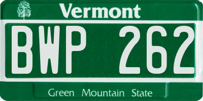 VT license plate BWP262