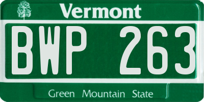 VT license plate BWP263