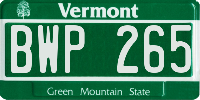 VT license plate BWP265