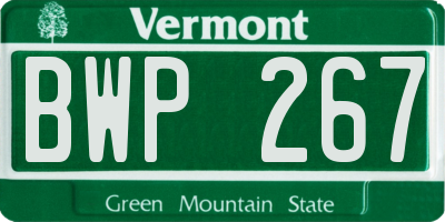 VT license plate BWP267