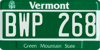 VT license plate BWP268