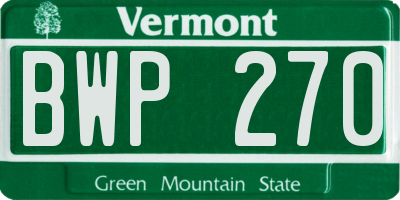 VT license plate BWP270