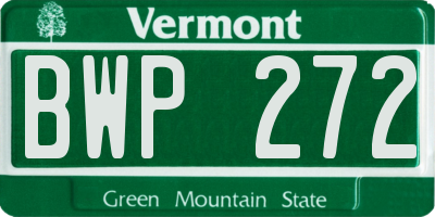 VT license plate BWP272