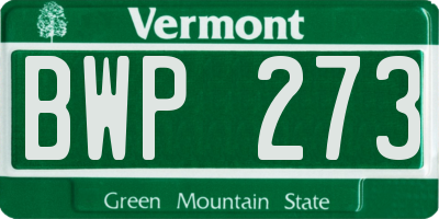 VT license plate BWP273