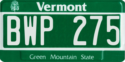VT license plate BWP275