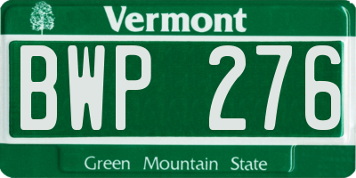VT license plate BWP276