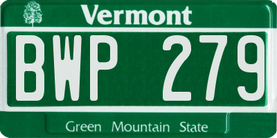 VT license plate BWP279