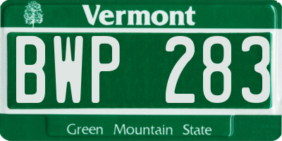 VT license plate BWP283