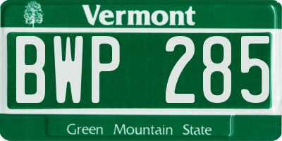 VT license plate BWP285