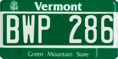 VT license plate BWP286