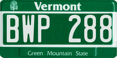 VT license plate BWP288