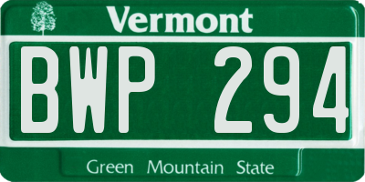 VT license plate BWP294