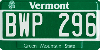 VT license plate BWP296