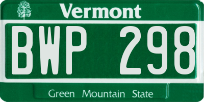 VT license plate BWP298