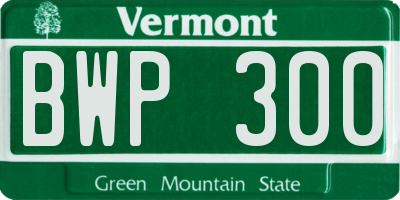VT license plate BWP300