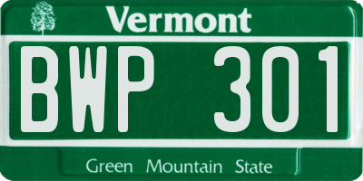 VT license plate BWP301