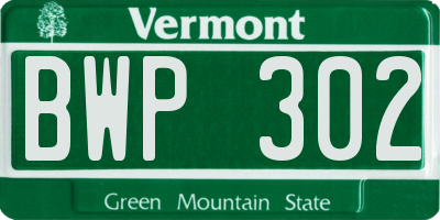 VT license plate BWP302