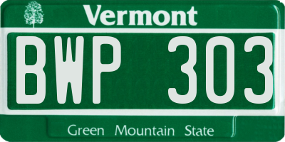 VT license plate BWP303