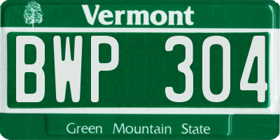 VT license plate BWP304