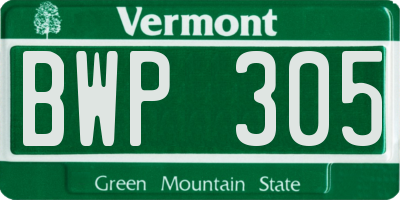 VT license plate BWP305